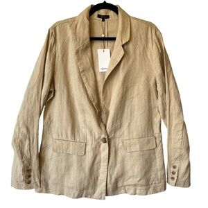 Quince European blazer jacket 100% Linen NWT L Neutral Light tan beige Womens